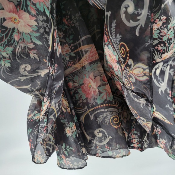 Selkie Lala Land Night in Paris Puff Dress 1X Black Floral Layered Mini Pheasant - Picture 14 of 16